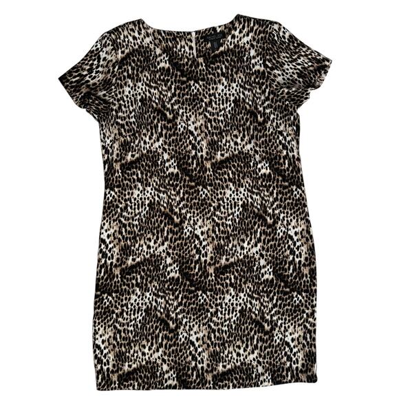 Rachel‎ Zoe Leopard Print Dress Size 8 Short Mob Wife Mini Back Zip Shift Brown - Picture 3 of 12
